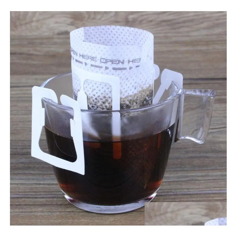 100pcs / pack drip coffee filter bag portable hanging ear style coffee filters paper home office travel brew coffee and tea tools