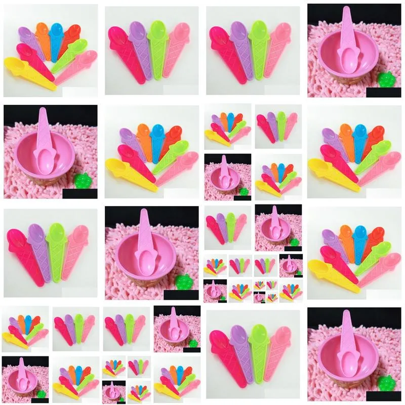 ice cream spoon plastic dessert yogurt cake spoon summer children kids birthday party supplies