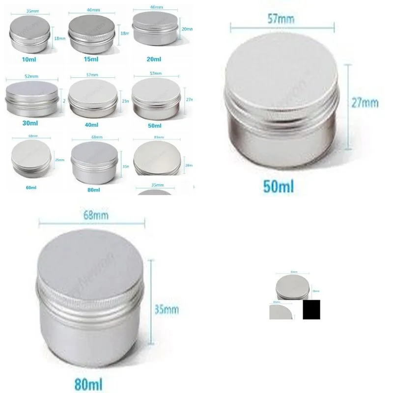 wholesale different size empty containers container aluminium jar tea cans aluminum box cases makeup empty lip gloss jars cosmetic jars