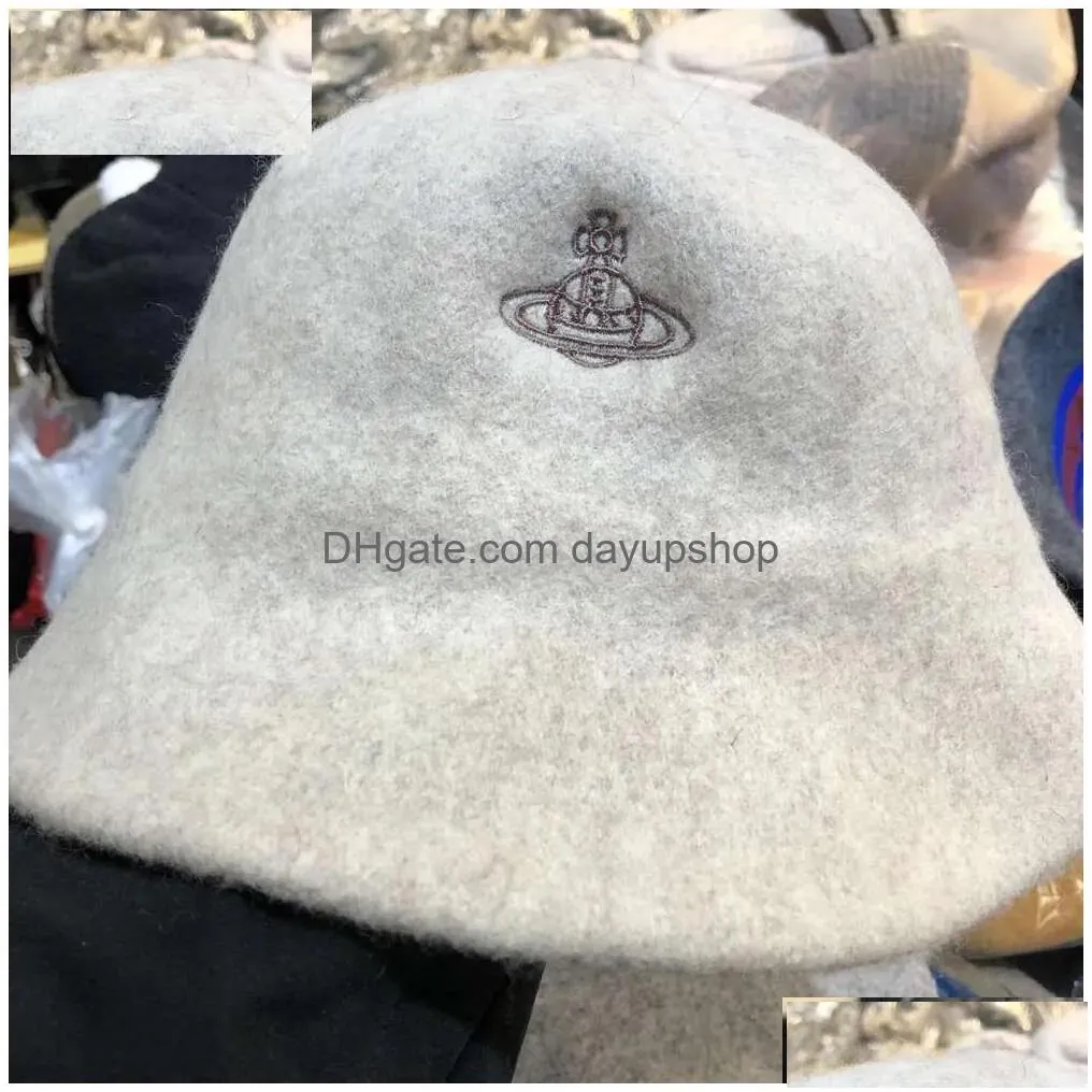 Designer Viviene Westwood Hat Caps Fishermans Autumn And Winter Embroidered Wool Water Bucket Drop Delivery Dhpic