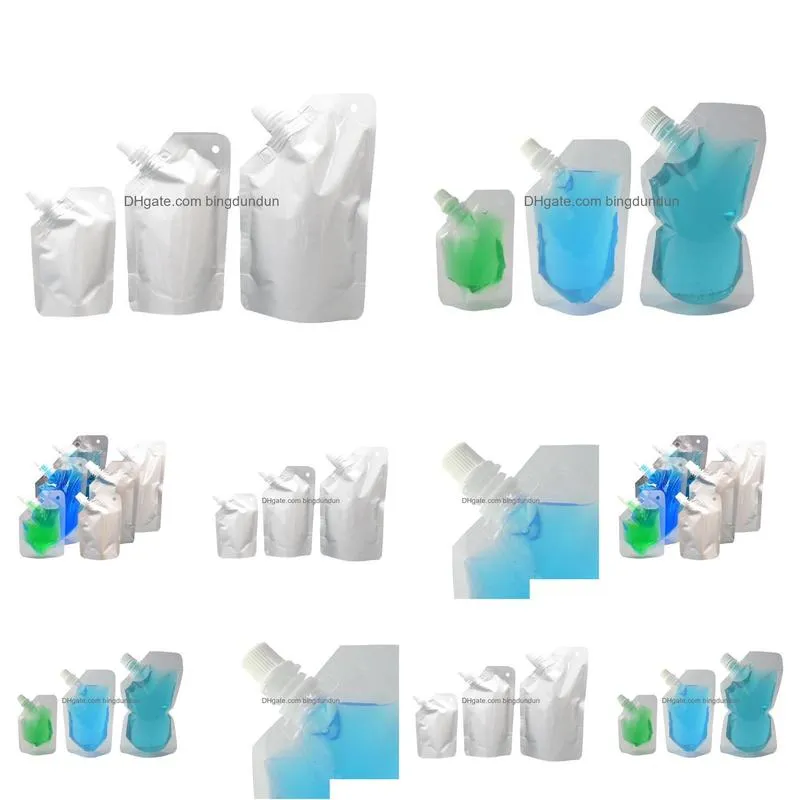Packing Bags Wholesale 2021 Doypack Aluminum Foil Spout Bag For Drinking Liquid Storage Jelly Milk Sauce Oil Transparent Stand Up Drop Dhqdm