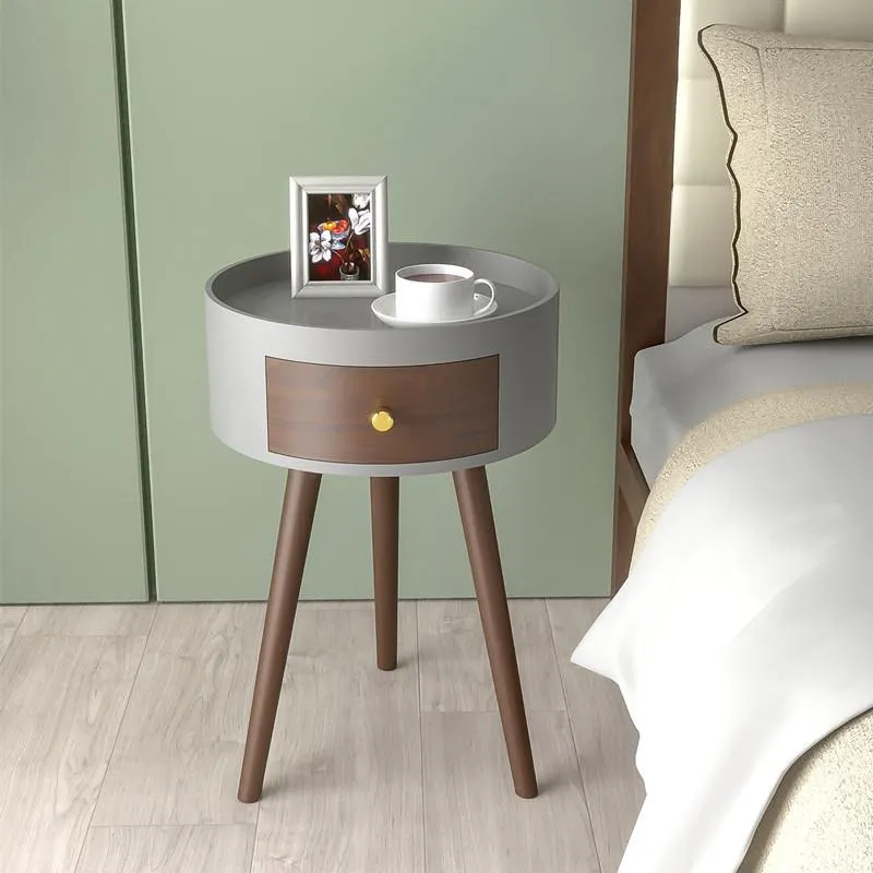 neoclassical minimalism small bedroom nightstand round ultra-narrow grey italian double bed nightstand with drawer