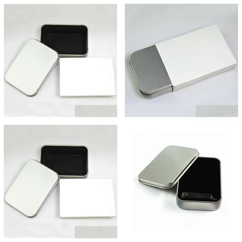 wholesale empty packaging boxes silver metal tin box for oil lighter gift set case tinplate container 8x6x2cm