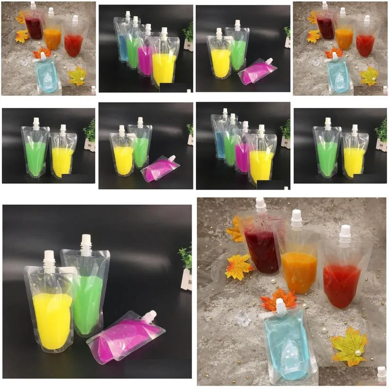wholesale 250ml stand-up plastic drink packaging bag spout pouch for juice milk coffee beverage liquid packing bag drink pouch