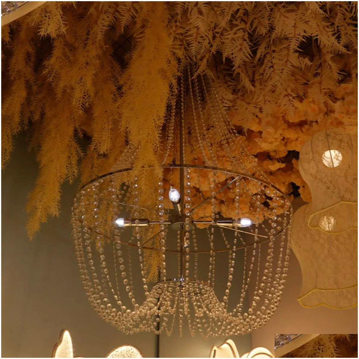 wedding acrylic bead props lights special price crystal chandelier wedding hall wedding props venue layout ceiling decorative lights