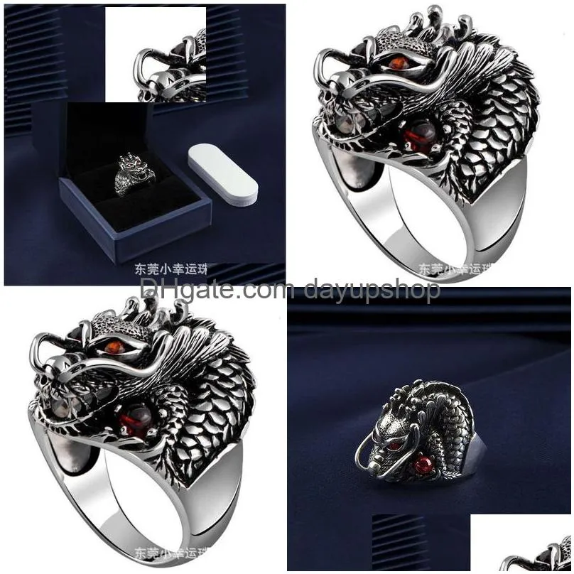 Designer David Yuman Jewelry Bracelet Jade Angel S925 Sterling Sier Thai Dragon Head Ring Domineering Personality Fashionable Zodiac Dhv6T