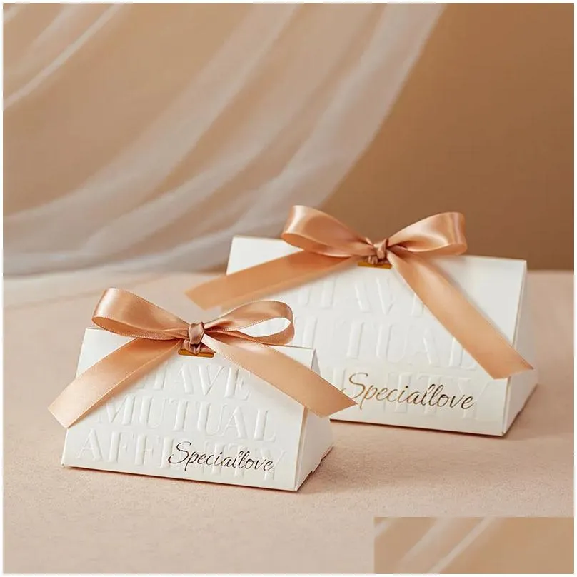 Favor Holders European Champagne Gold Triangle Wedding Candy Box Handheld Bag Small Gift Drop Delivery Wedding , Party Events Wedding Dhmvh