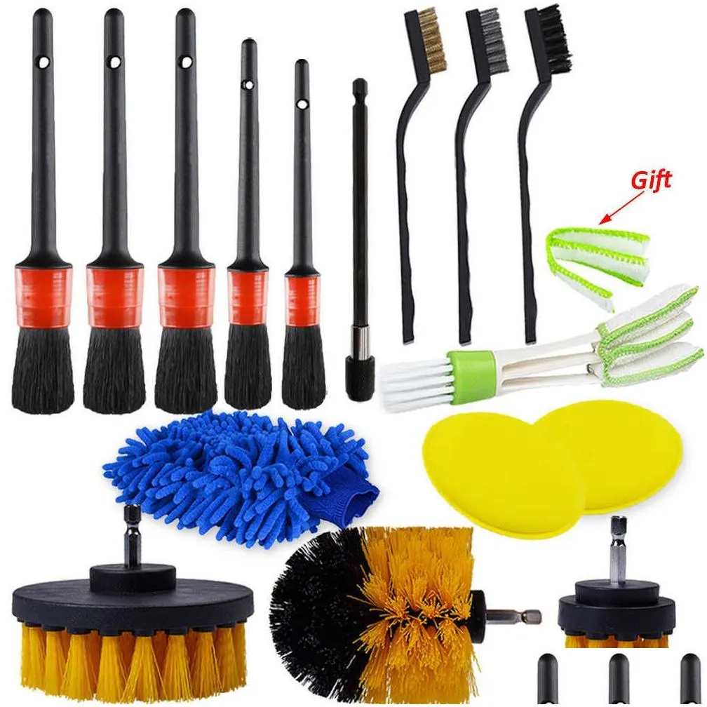 car accessories detailing brush power scrubber drill brushes for car tire wheel rim clean auto air vents cleaning dust remove