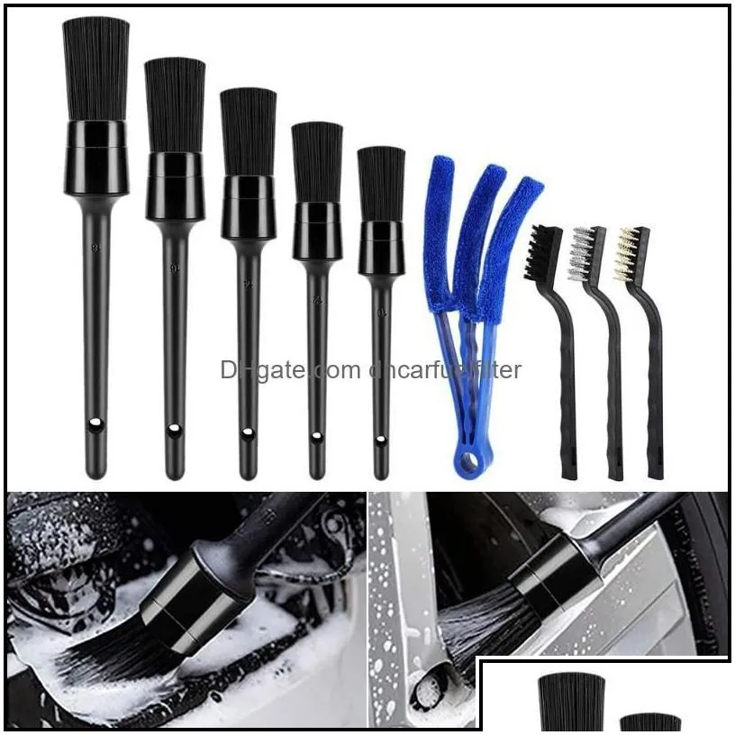 car sponge car sponge 9pcs wash brush cleaning set long handle detailing interior exterior leather air vent brushcar drop delivery 20