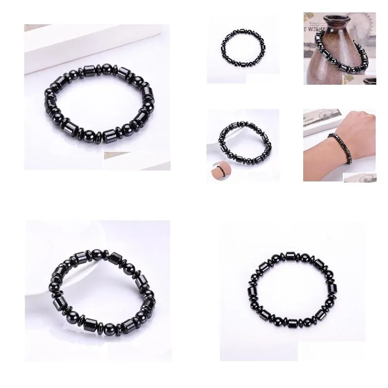 men biomagnetic multi-shaped natural stone black stone magnetic therapy bracelet magnetic health hand bracelet