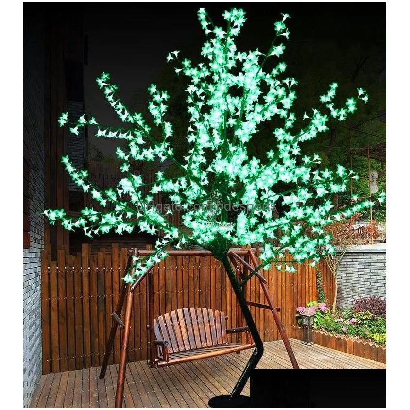 Garden Decorations Led Cherry Blossom Garden Decorations Tree Light 864Pcs Bbs 18M Height 110220Vac Seven Colors For Option Rainproof Dhrec