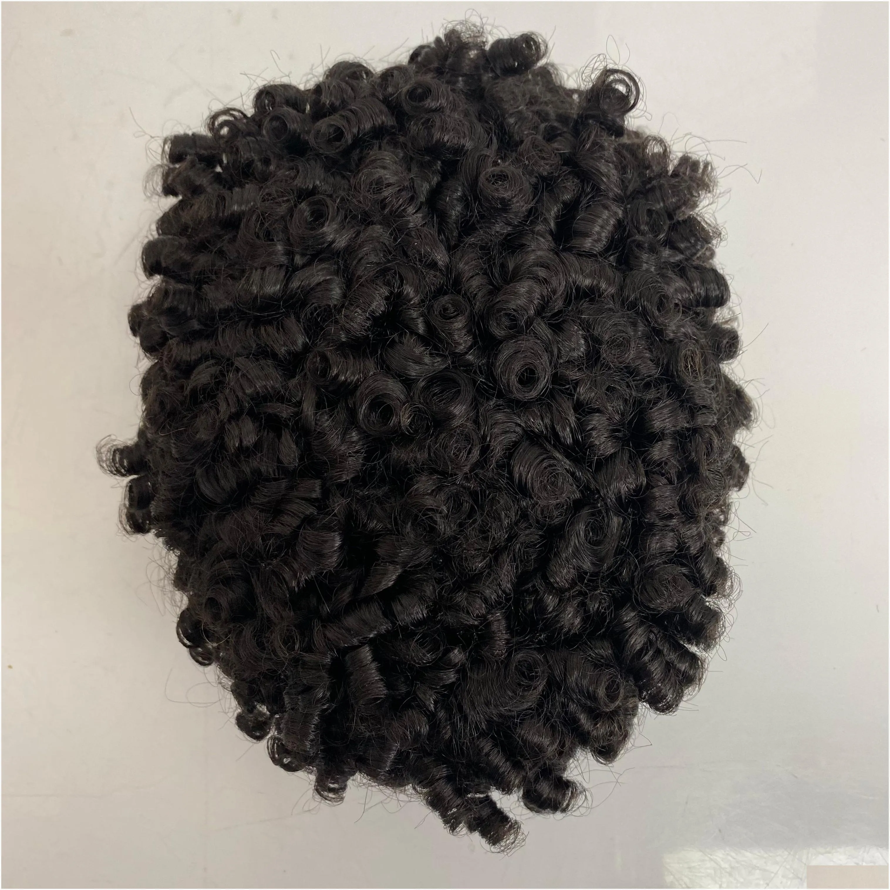 15mm afro curl 1b full pu toupee mens wig indian virgin human hair replacement 12mm curly lace unit for black men express delivery