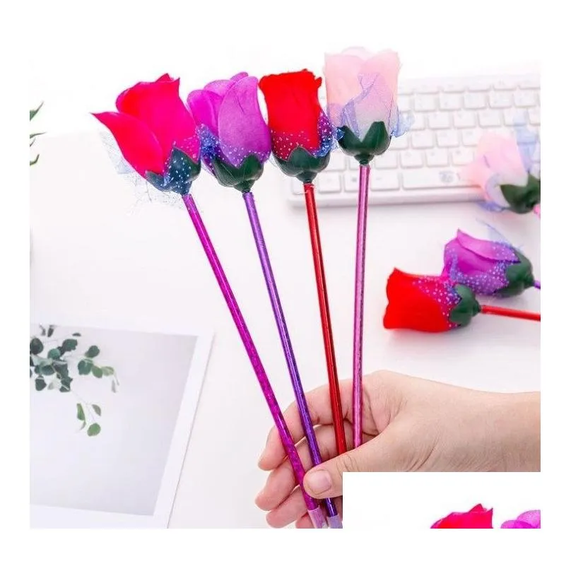 wholesale creative writing gift rose ballpoint pen valentines day gift fashion school office supplies dhs