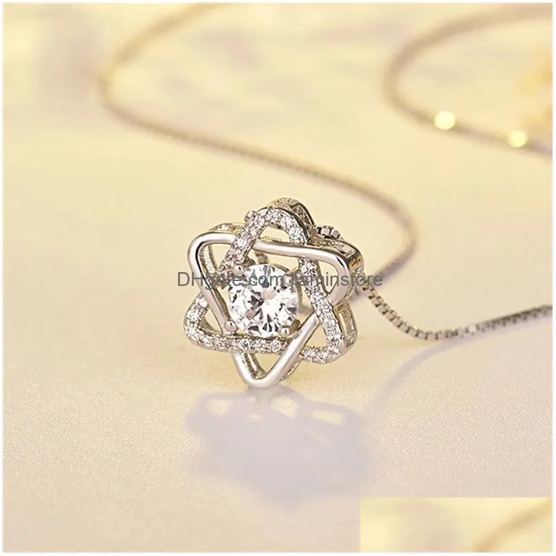 Pendant Necklaces S925 Sier Star Pendant Statement Necklace Zircon Diamonds Women Girls Lady Elements Jewelry Drop Delivery Jewelry Ne Dhpdt