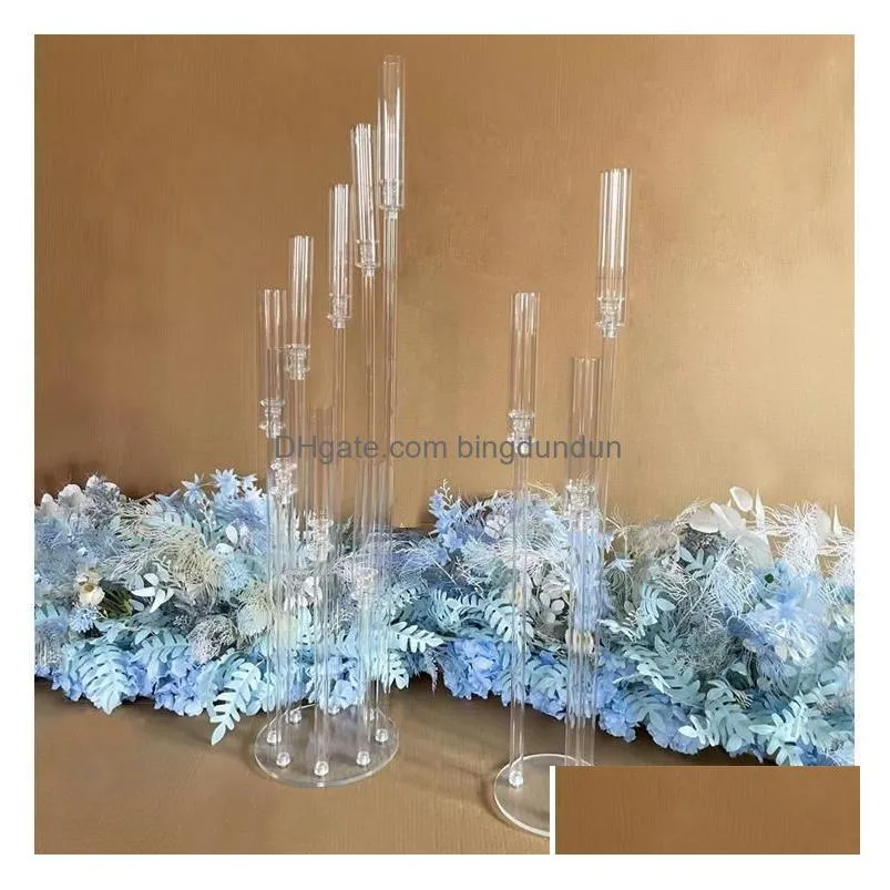 Candle Holders 5Pcs Wedding Decoration Centerpiece Candelabra Clear Candle Holder Acrylic Candlesticks For Weddings Drop Delivery Home Dhn9F