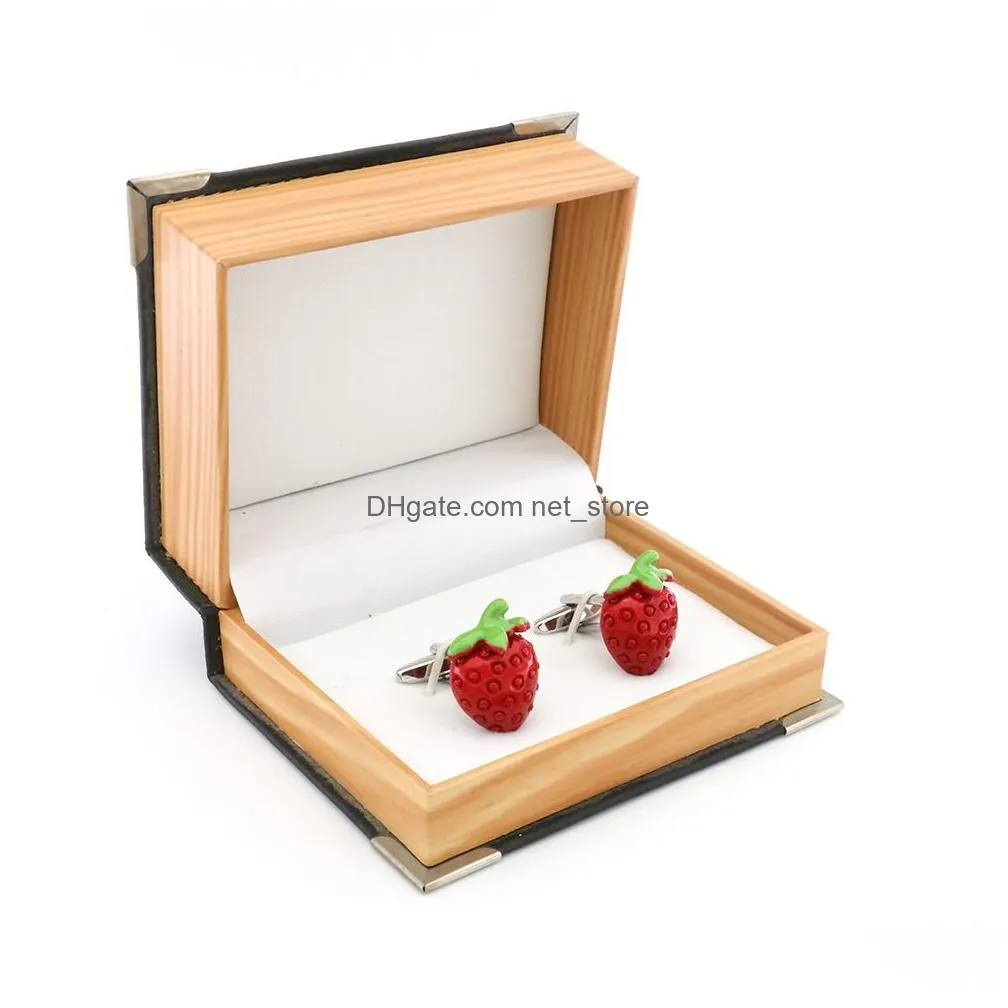 mens french cufflinks fruit cufflinks red strawberry cufflinks