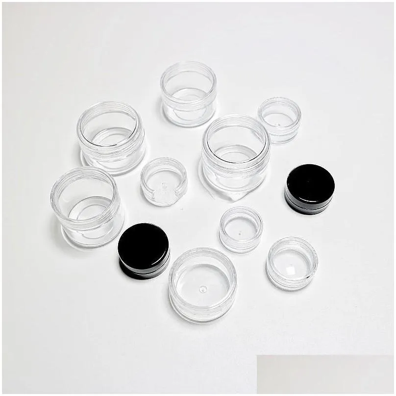 wholesale 1 3 5 10 20 30 gram jars cosmetic sample empty container 5ml plastic round pot screw cap lid small tiny 5g bottle for make up eye shadow nails powder paint