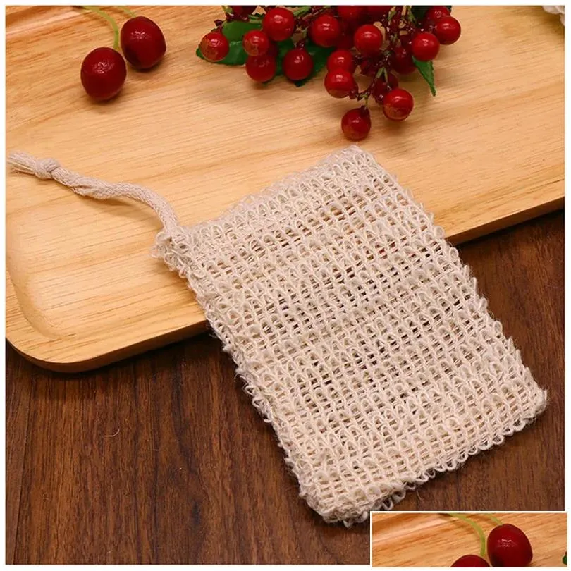 natural sisal soap bag saver holder pouch bath toilet supplies exfoliating shower mesh soaps storage bags drawstring foaming easy