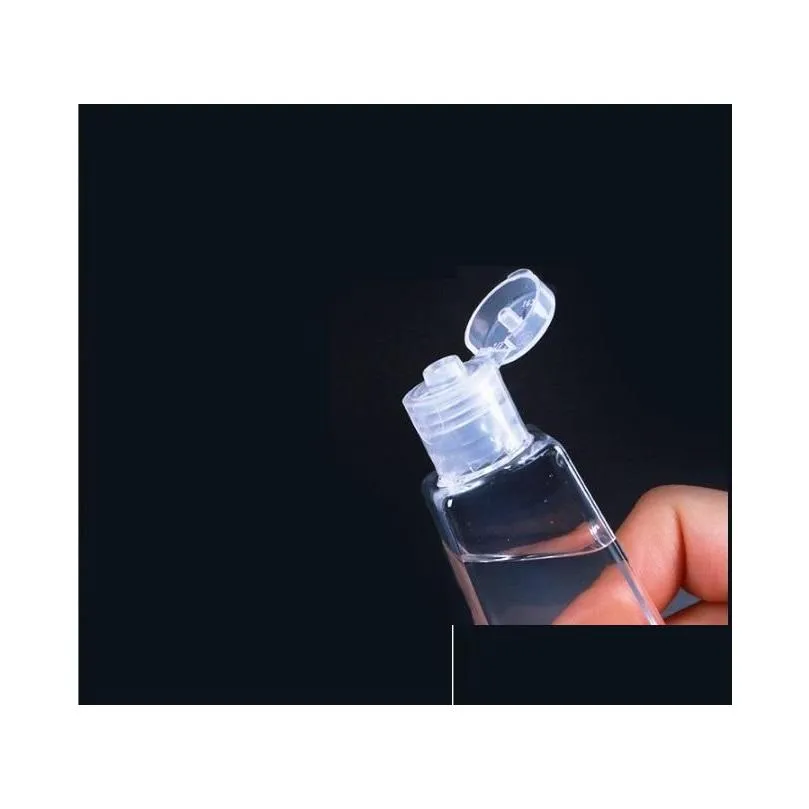 wholesale 30ml empty hand sanitizer pet plastic bottle with flip cap trapezoid shape bottles for makeup remover disinfectant liquid