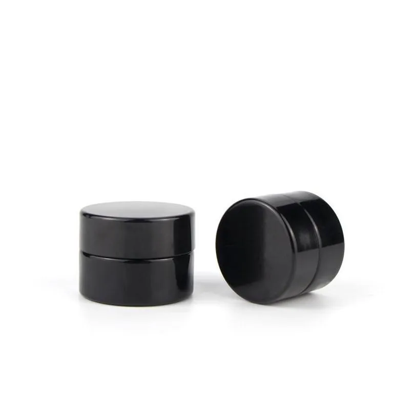 uv protection full black 5ml glass cream jars bottle wax dab dry herb concentrate container 500pcs
