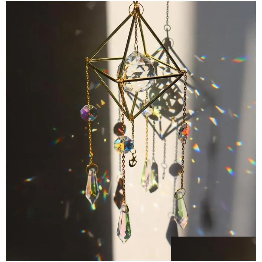 chandelier wind chimes garden decoration crystal prisms hanging sun catcher pendant patio windown indoor outdoor decor gifts