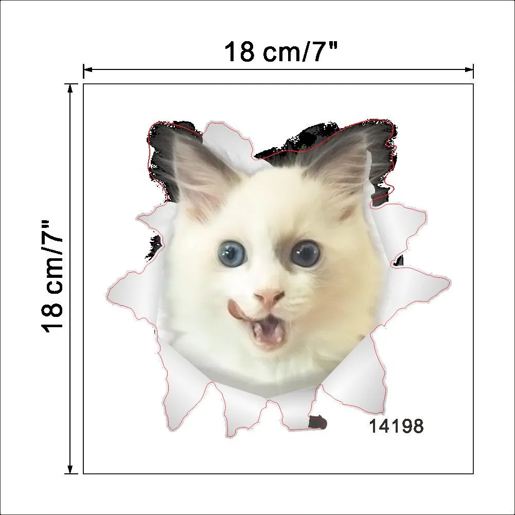 creative 3d three-dimensional kitten and dog wall decoration toilet toilet cover notebook wall stickers