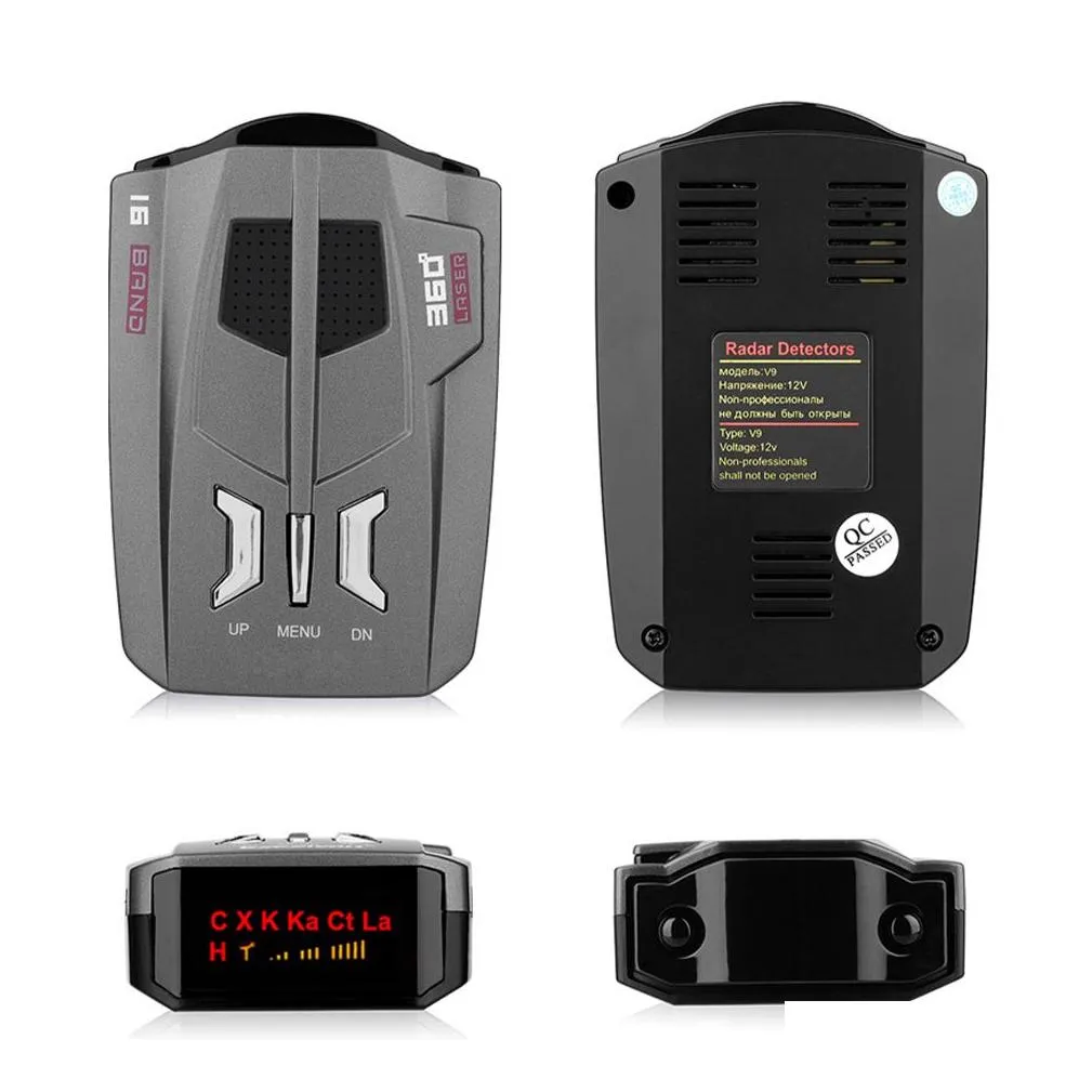 v9 automotive car detector voice alert warning 16 band auto led display english / russian version radar-detector tool9419011