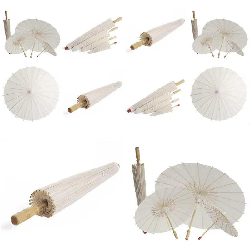 60pcs bridal wedding parasols white paper umbrellas beauty items chinese mini craft umbrella