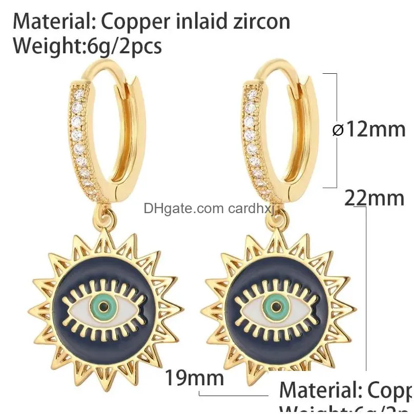 Dangle & Chandelier Dangle Earrings Fashion Gold Color Evil Blue Eye Top Quality Lucky Hoop For Women Turkish Jewelry 2023 Drop Deliv Dh6L8