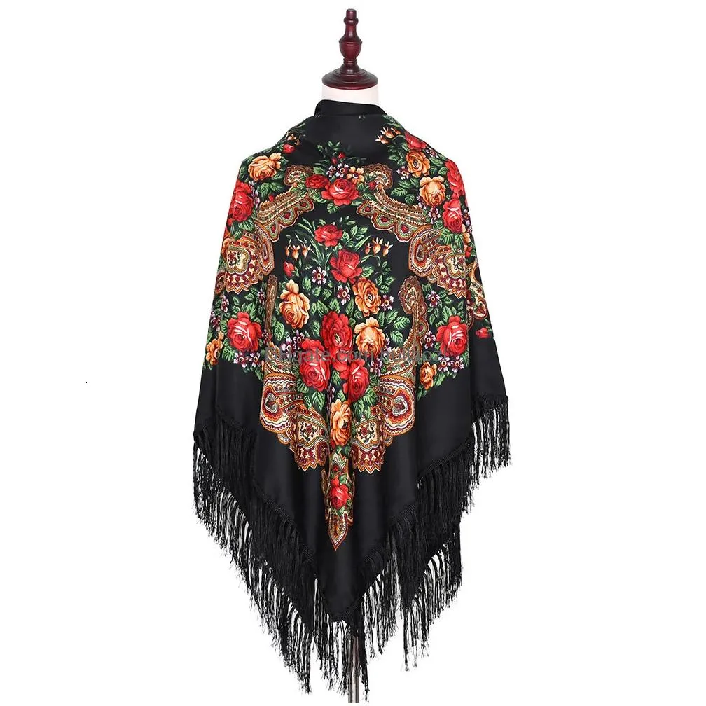 scarves russian scarf ukrainian shawls wedding party handkerchief fringed manila spanish big women ethnic style head wrap flowers duster