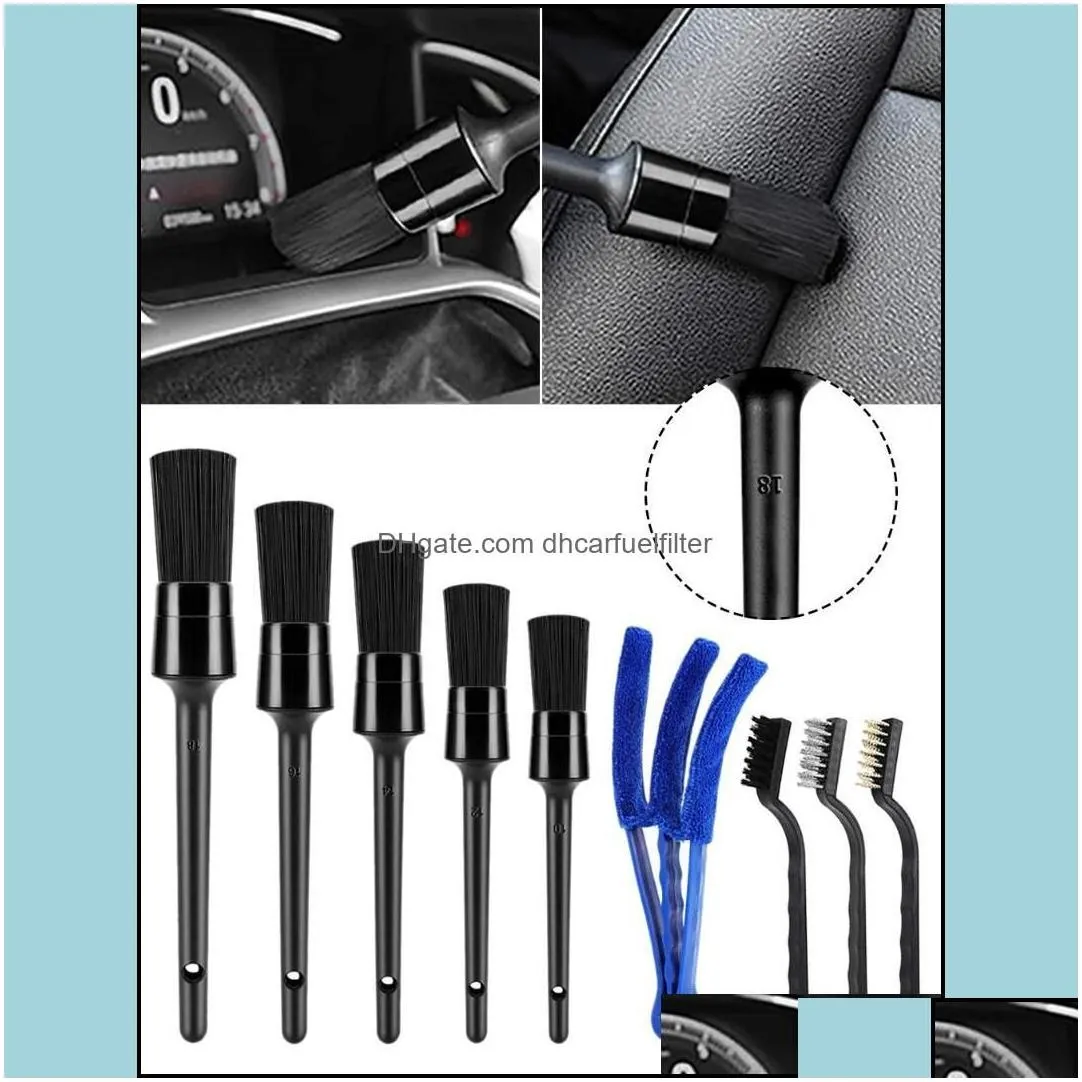 car sponge car sponge 9pcs wash brush cleaning set long handle detailing interior exterior leather air vent brushcar drop delivery 20