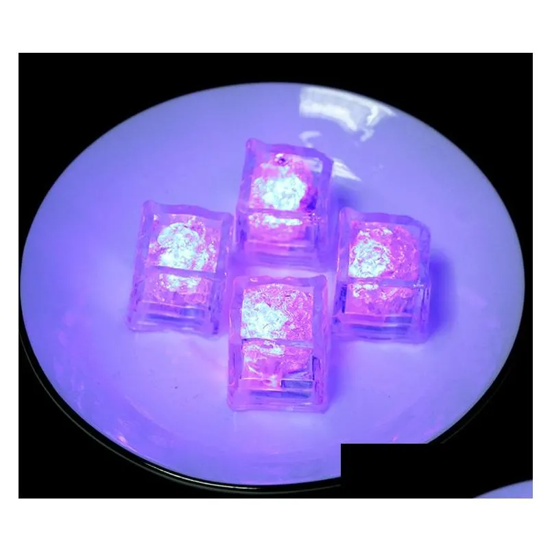 xmas gift romantic led ice cubes fast slow flash 7 color auto changing crystal cube for valentines day party wedding water-actived