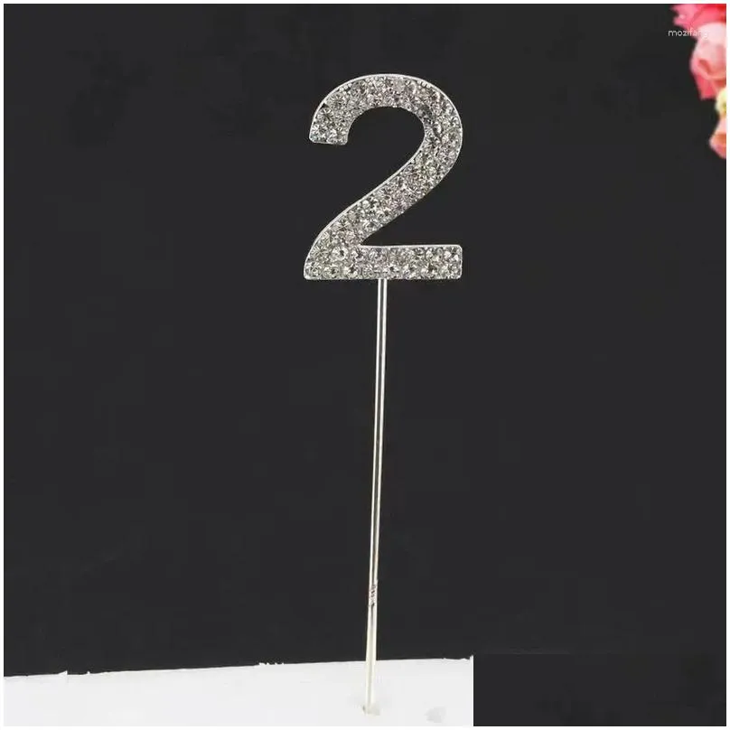 christmas decorations 0-9 rhinestone number birthday anniversary party cakes decoration tools glitter alloy cake toppers