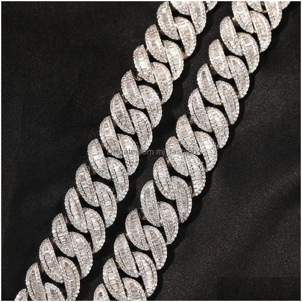 Chains Hip Hop Iced Out Cuban Link Chain Necklace 14K White Gold Plated  Bling Diamond Luxury Necklaces Gift For Men Pave Chai310 Dhfyw