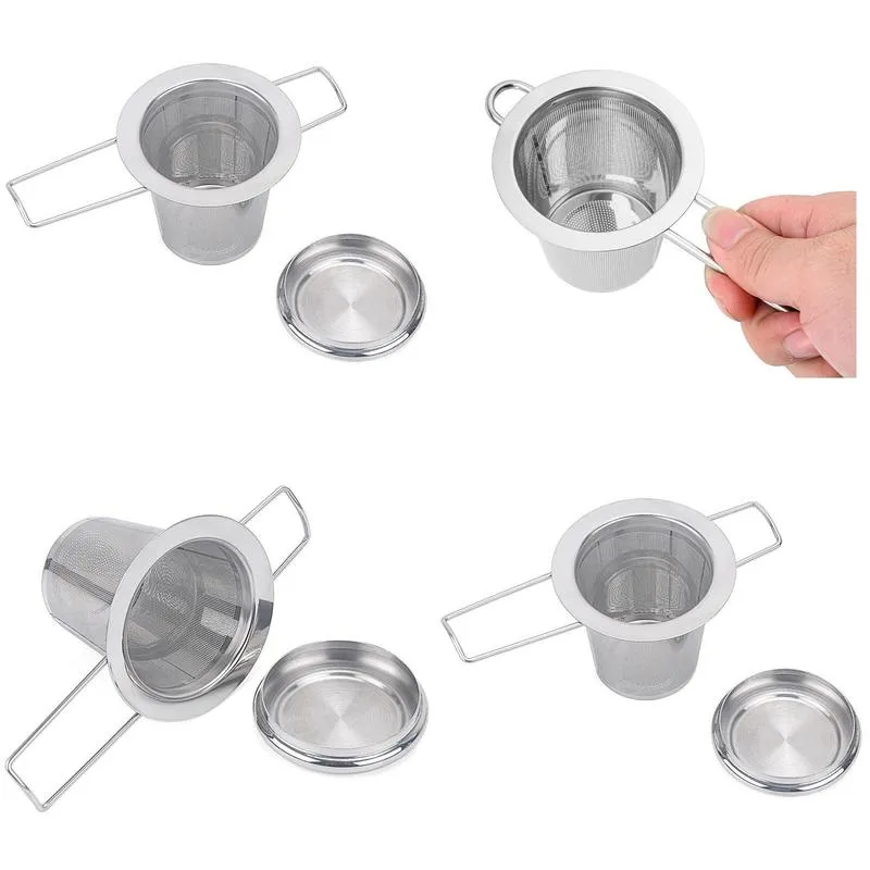 teapot tea strainer with cap stainless steel loose leaf tea infuser basket filter big with lid