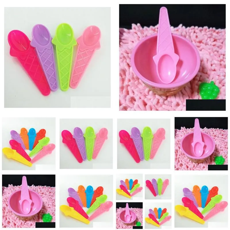 ice cream spoon plastic dessert yogurt cake spoon summer children kids birthday party supplies