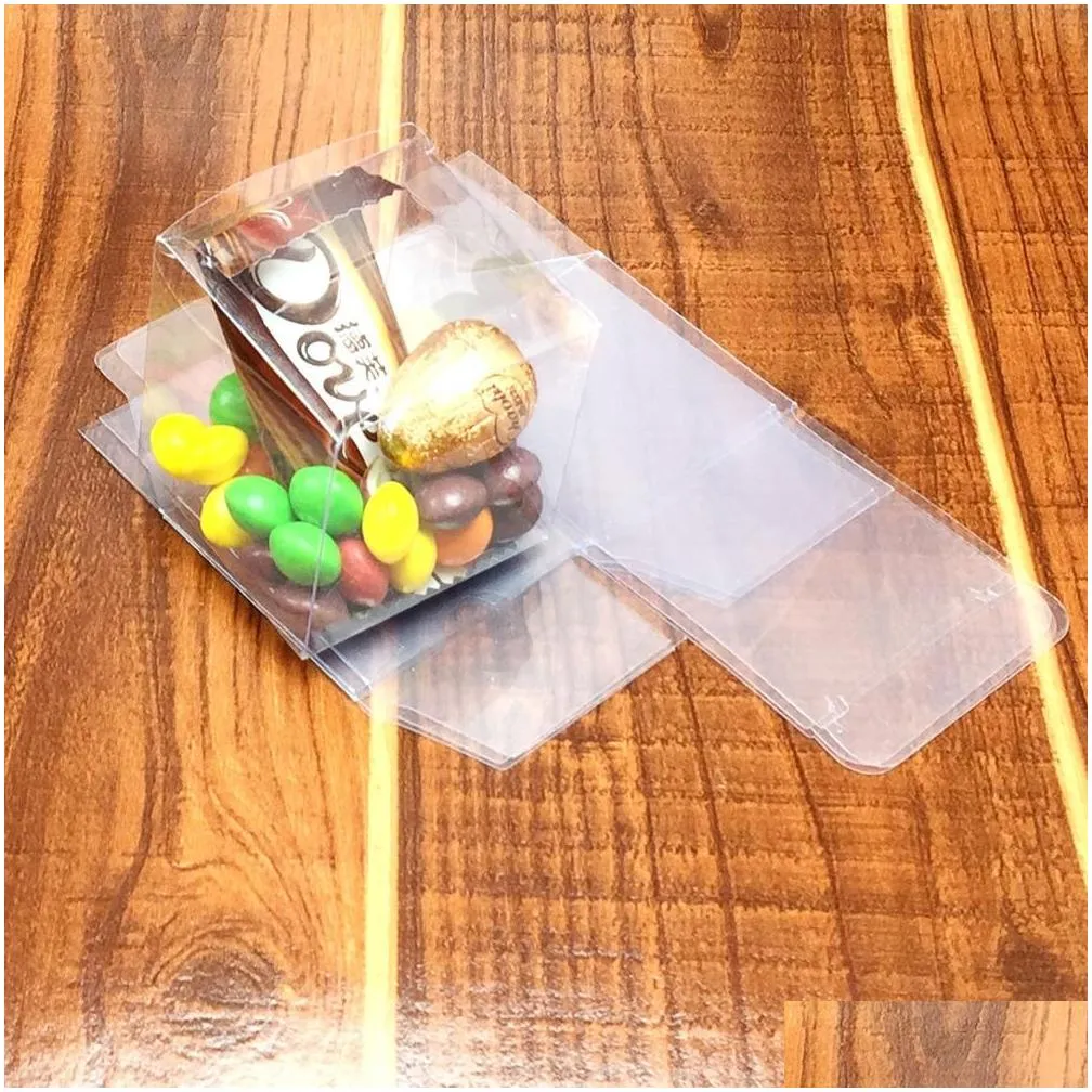 wholesale-50 pieces/lot clear pvc square wedding favor gift box transparent party candy bags wholesales