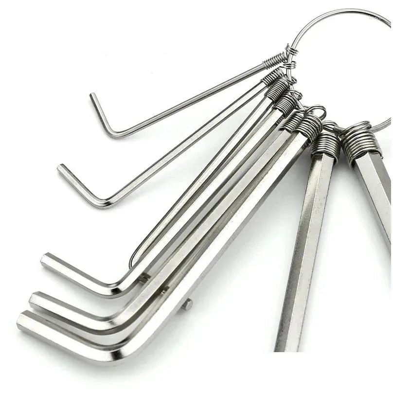 8pcs/set allen wrench metric inch l size key short arm tool set easy to carry in the pocket