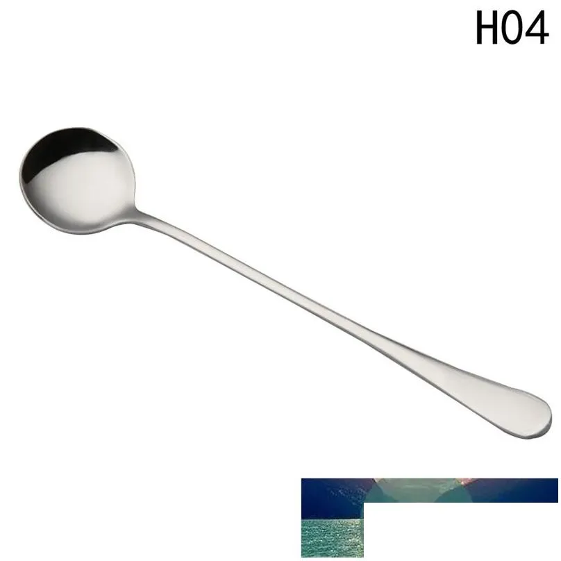 stainless steel coffee spoon with long handle ice cream dessert tea spoon kitchen silver color spoon