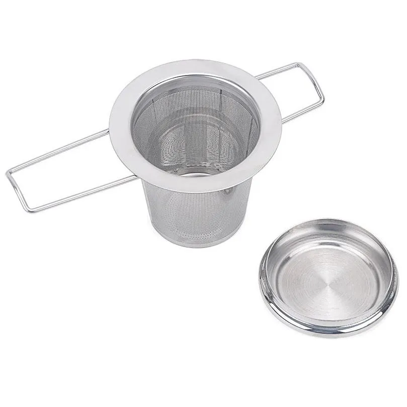 teapot tea strainer with cap stainless steel loose leaf tea infuser basket filter big with lid