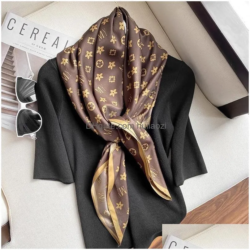 silk scarf women fashion foulard satin shawl scarves big square hair head bandana hijab handkerchief
