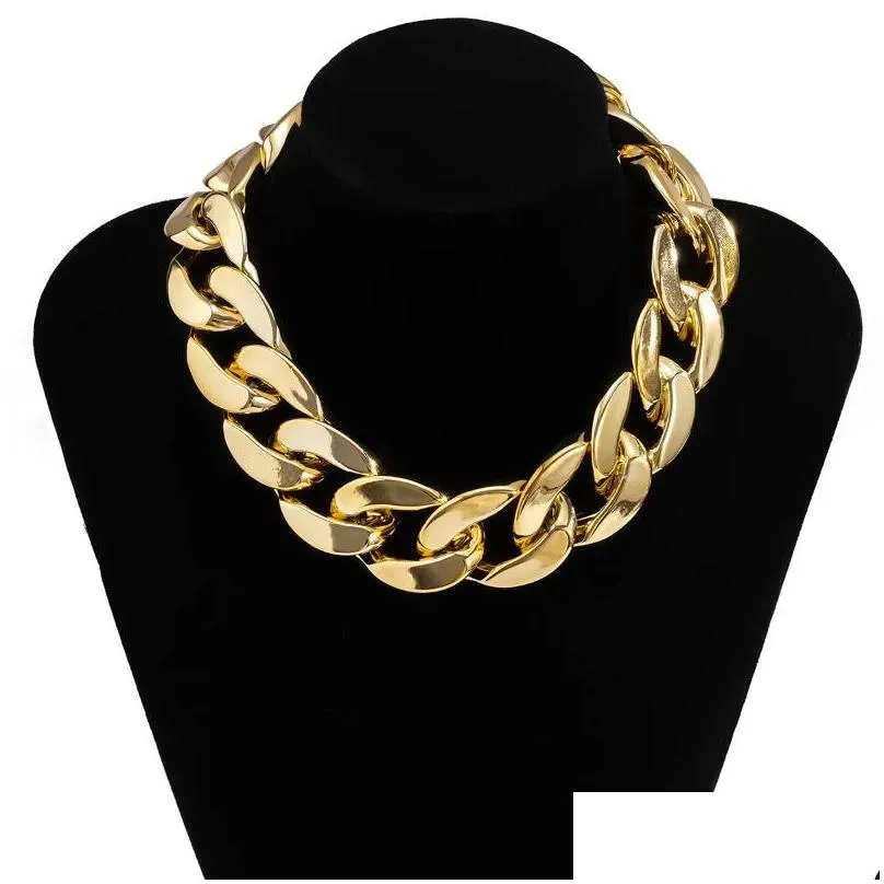 Chains Fashion Exaggerated Big Chain Necklace Women Men Statement Hip Hop Twisted Chunky Thick Ccb Cuban Link Choker Gothic Jewelry D Dhkej