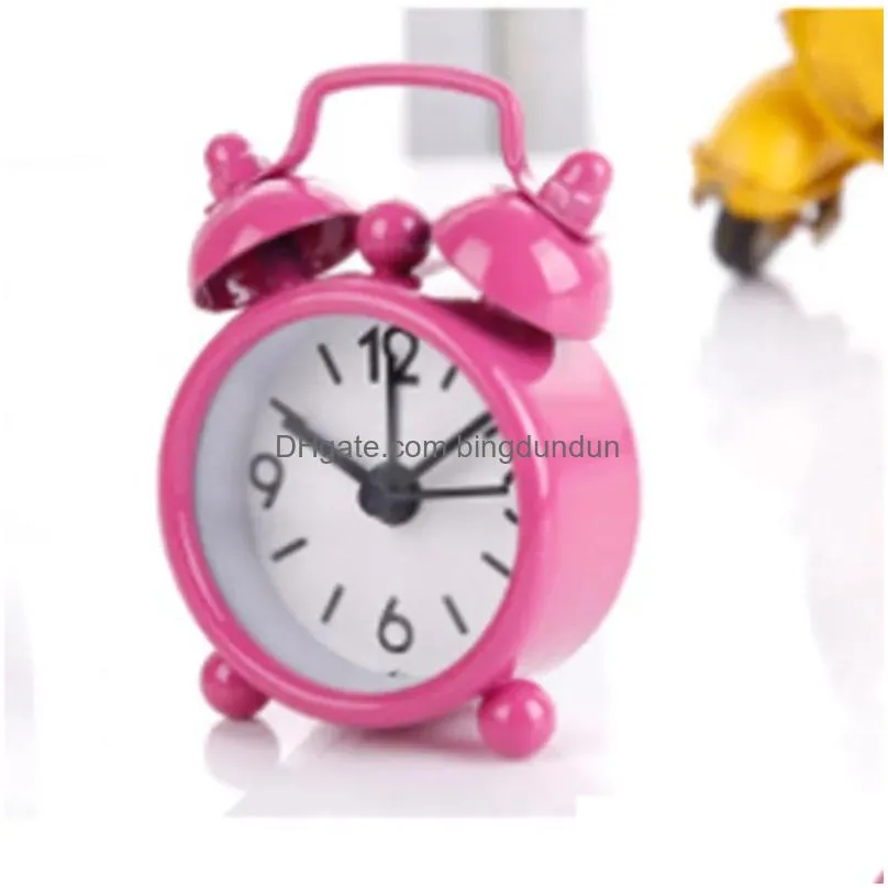 Desk & Table Clocks Mini Solid Color Alarm Clock Metal Students Small Portable Pocket Clocks Household Decoration Adjustable Electroni Dhynw