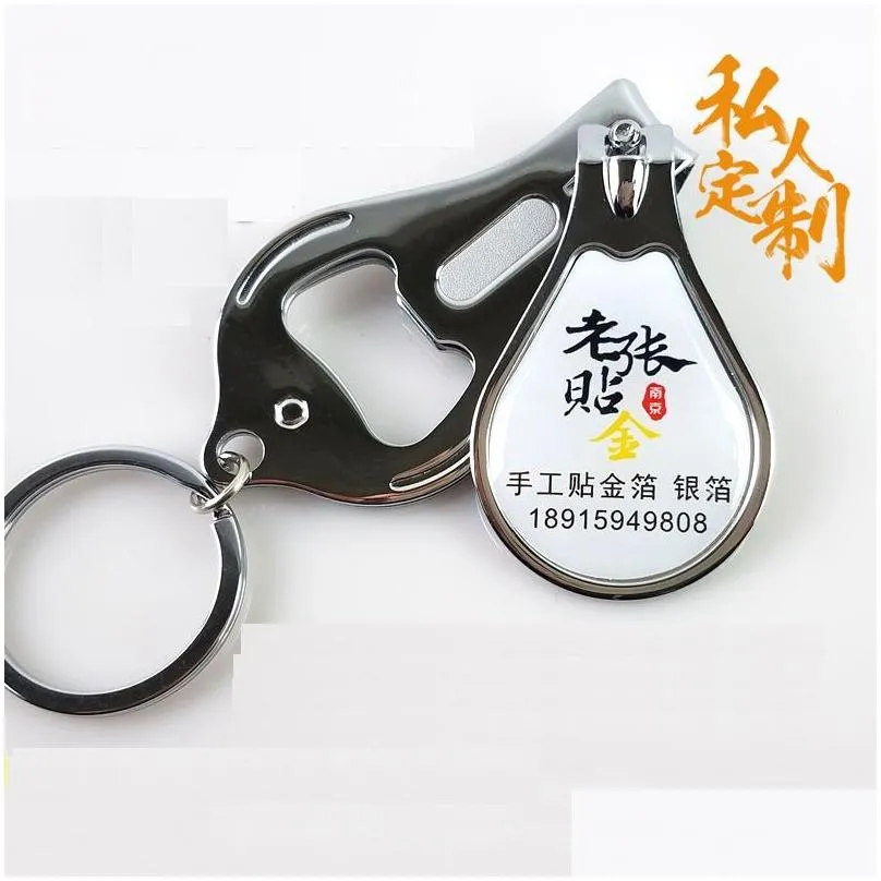 multi function custom logo 3 in 1 nail clipper bottle opener keychain advertising creative gift stainless steel lxj069