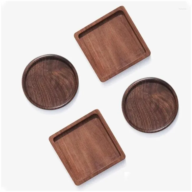 table mats 1pc wooden placemats tea coffee cup pad durable heat resistant round bowl teapot mat insulation tableware mug holder