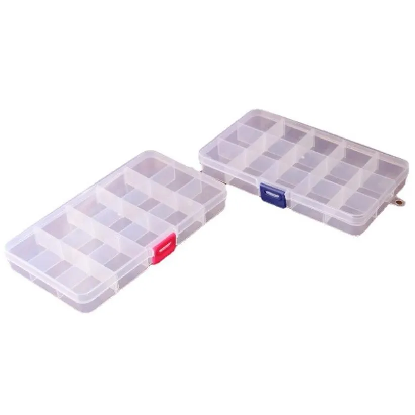 15 grids transparent adjustable slots bead organizer box storage boxes for jewelry earrings toys container