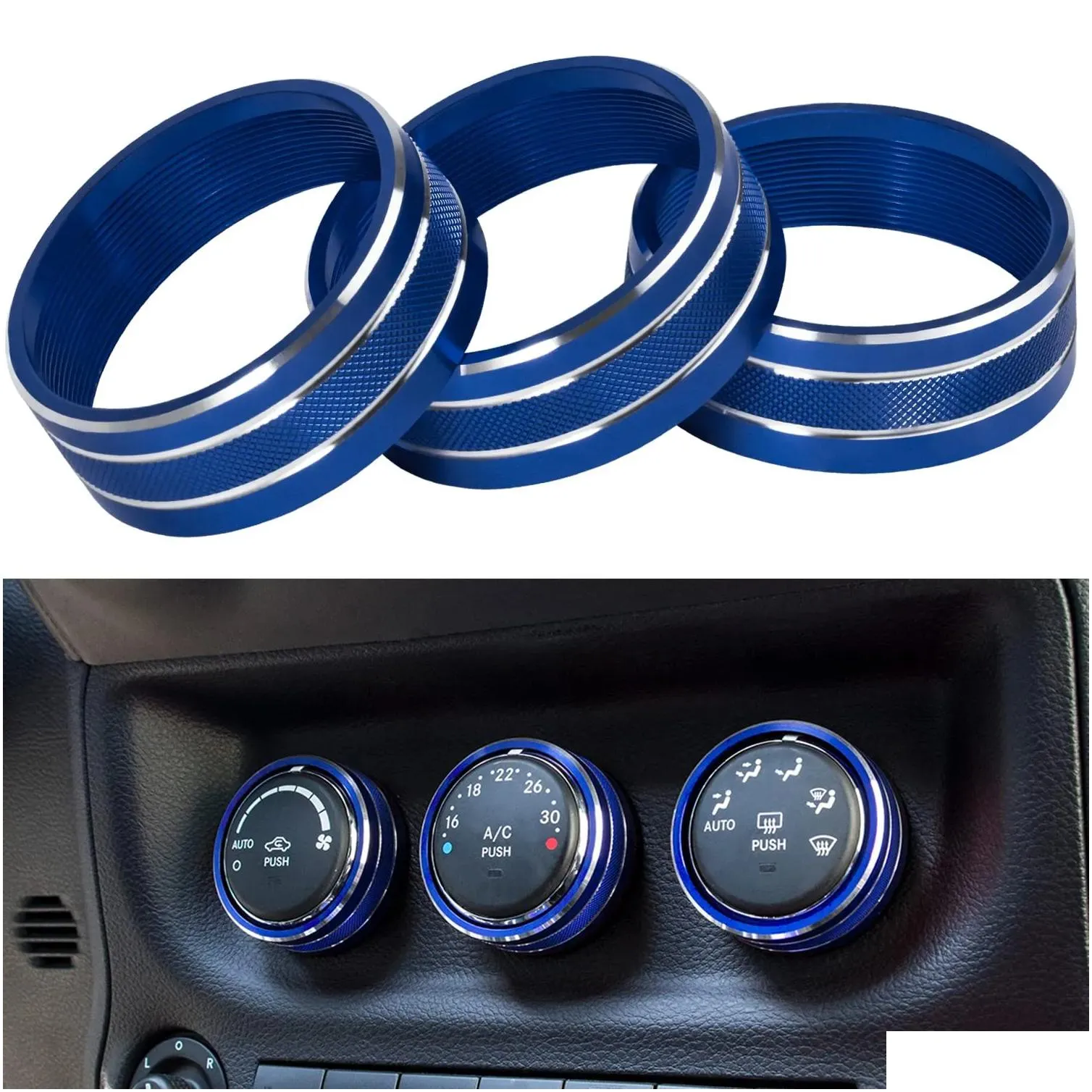 audio air conditioning button cover decoration twist switch ring trim interior accessories for jeep wrangler jk 2011-2018/10-17