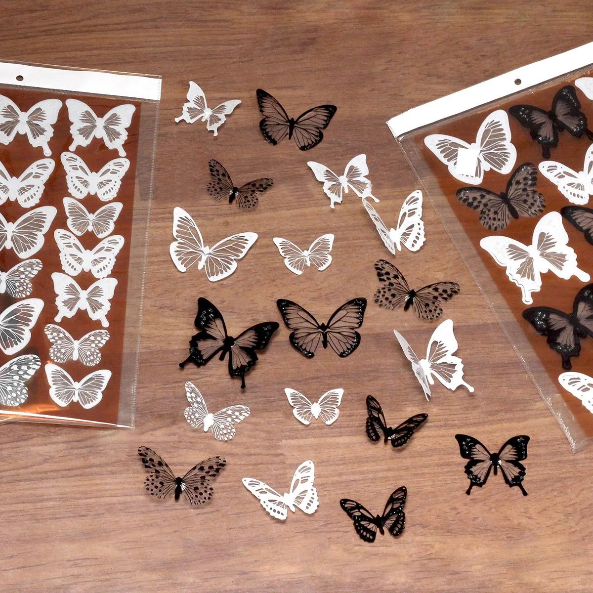 18 pieces of black and white butterfly 3d three-dimensional simulation butterfly pvc home creative wall decoration