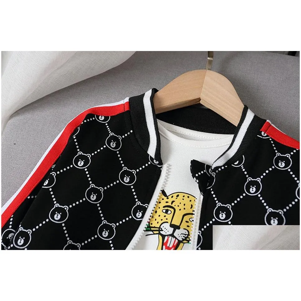 Clothing Sets New Spring Autumn Children Boys Clothes Kids Clothing Suit Jacket T Shirt Pants 3Pcs/Sets Infant Cotton Tracksuits Drop Dhrkq