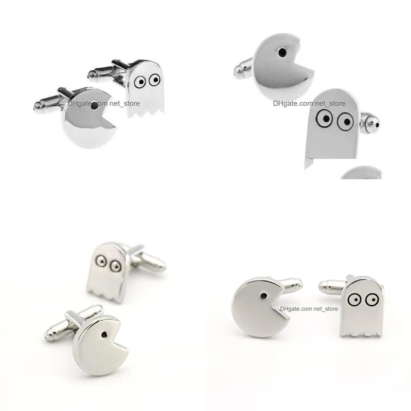 brass packman ghost bean cufflinks greedy snake cufflinks